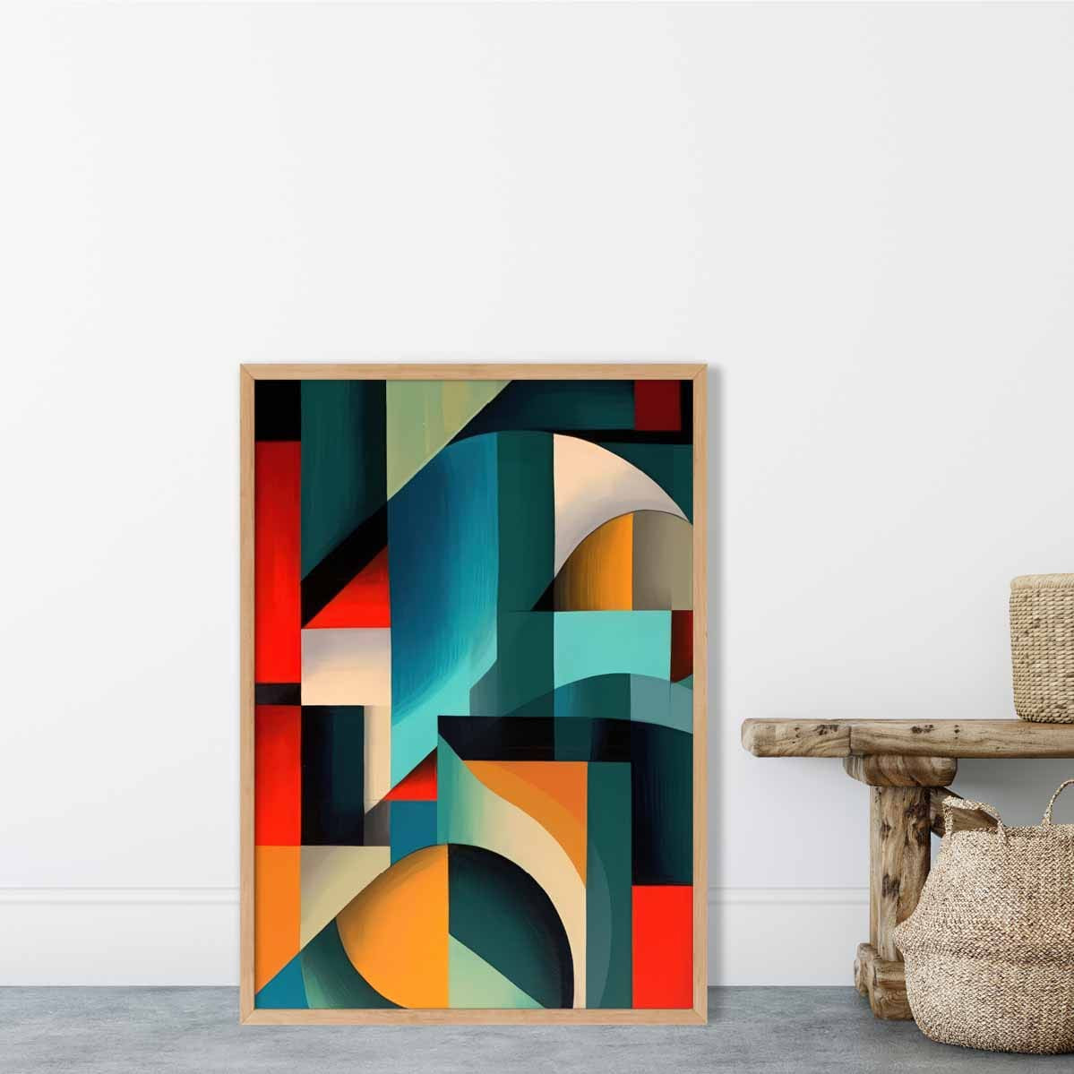 Abstract Colourful Shapes Art Print Blue Red Orange No 2