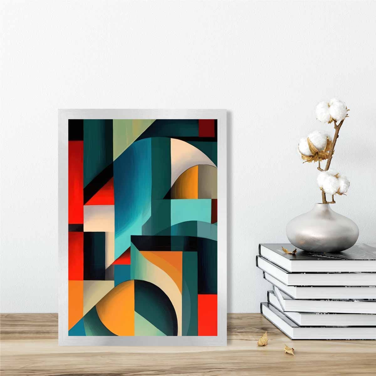 Abstract Colourful Shapes Art Print Blue Red Orange No 2