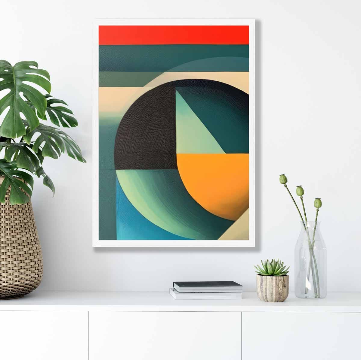Abstract Colourful Shapes Art Print Blue Red Orange No 3