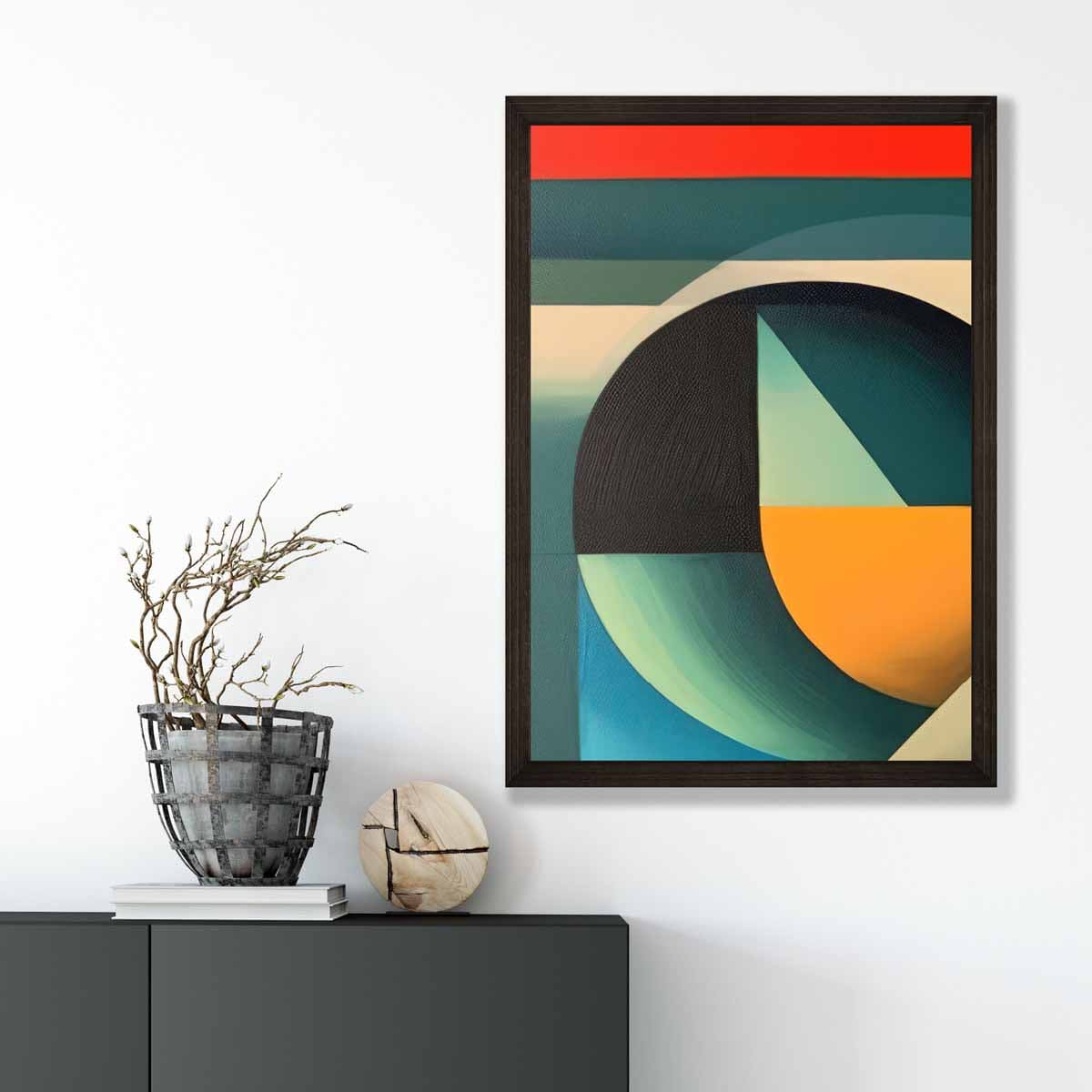 Abstract Colourful Shapes Art Print Blue Red Orange No 3