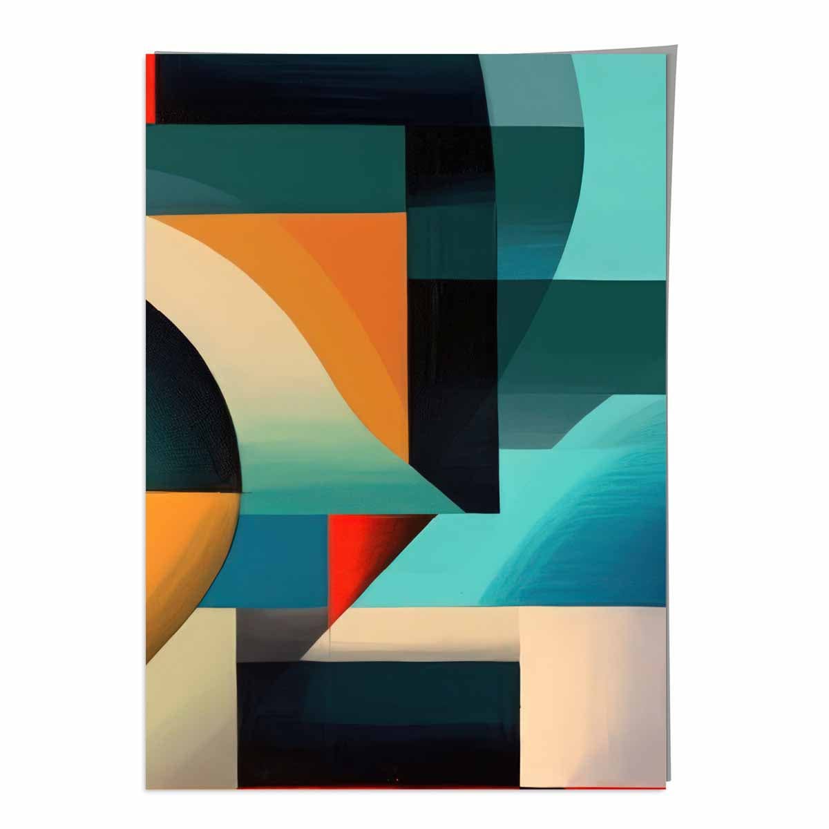 Abstract Colourful Shapes Art Print Blue Red Orange No 4
