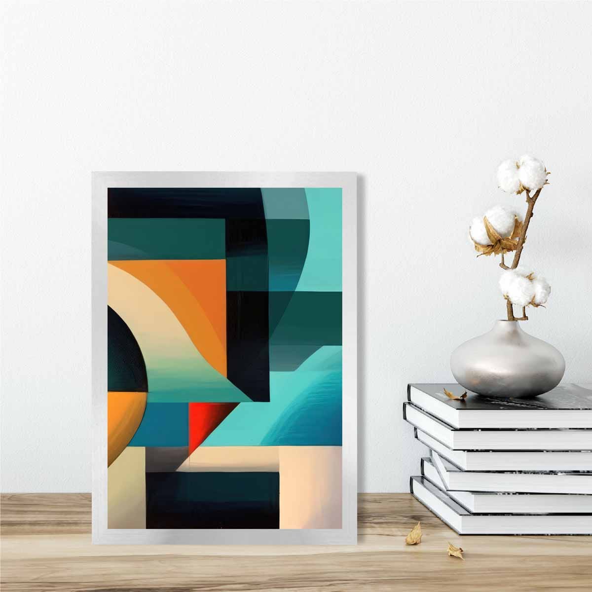 Abstract Colourful Shapes Art Print Blue Red Orange No 4