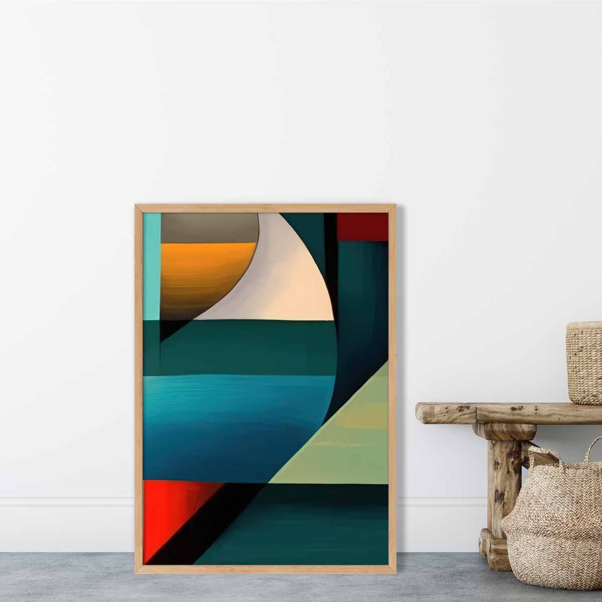 Abstract Colourful Shapes Art Print Blue Red Orange No 5