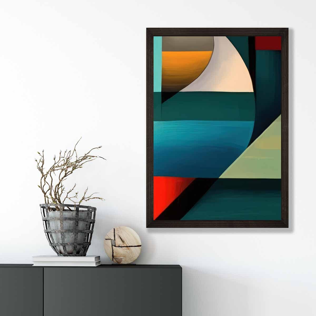 Abstract Colourful Shapes Art Print Blue Red Orange No 5