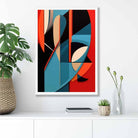 Abstract Colourful Shapes Art Print Blue Red Beige No 1