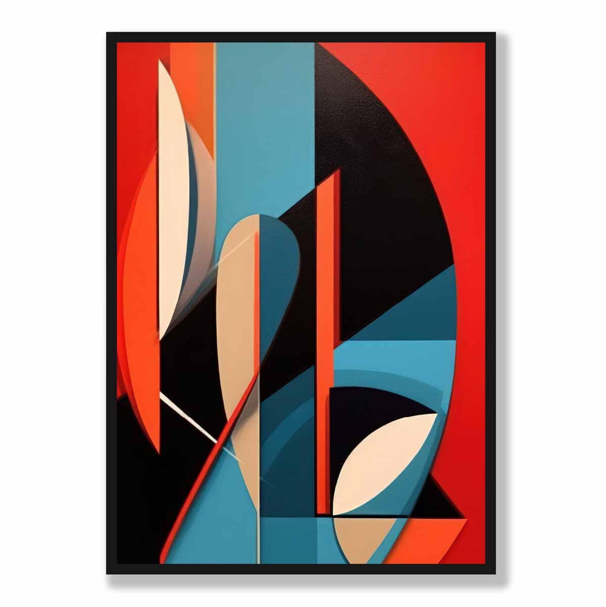 Abstract Colourful Shapes Art Print Blue Red Beige No 3