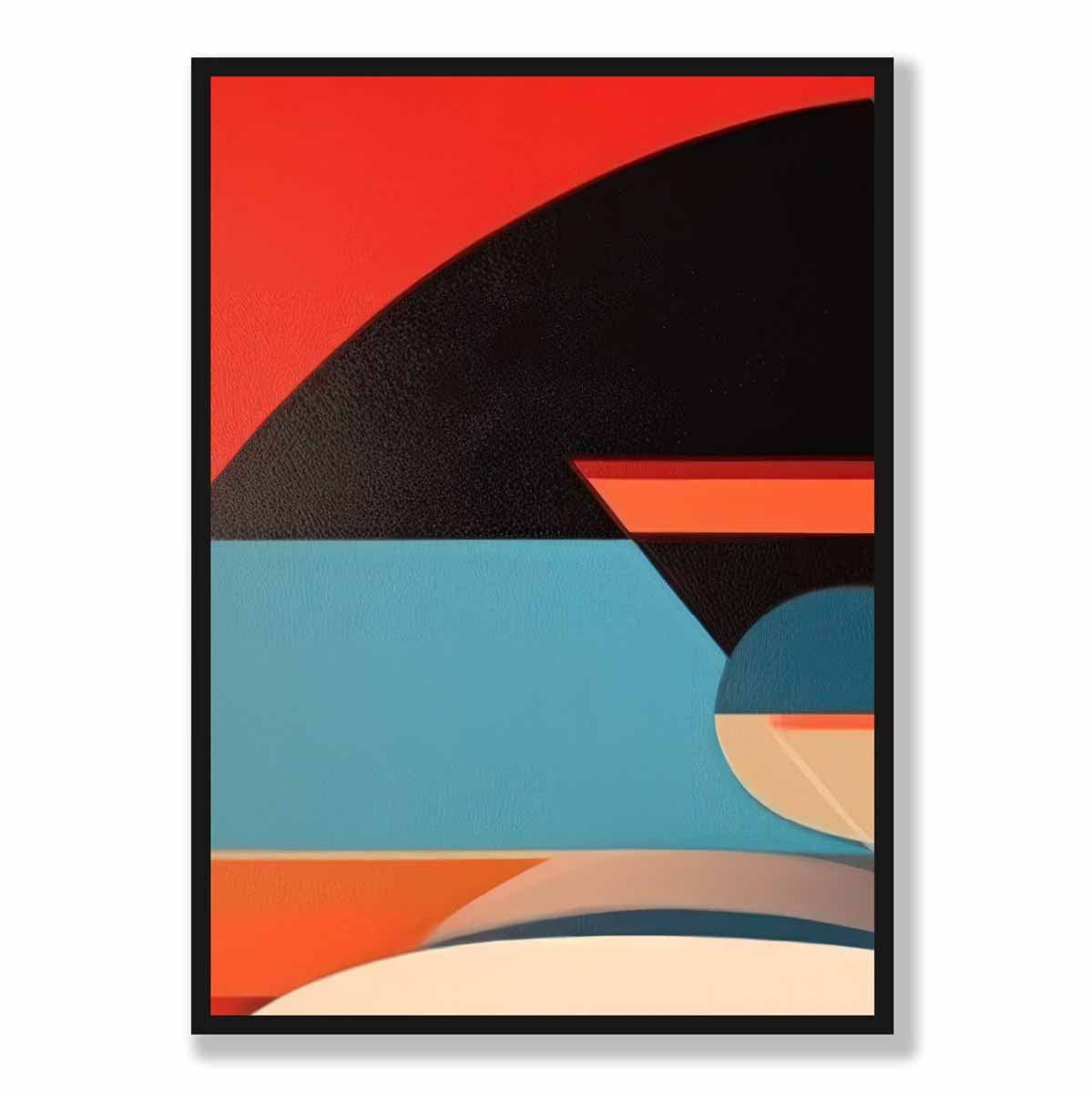 Abstract Colourful Shapes Art Print Blue Red Beige No 4