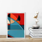 Abstract Colourful Shapes Art Print Blue Red Beige No 6