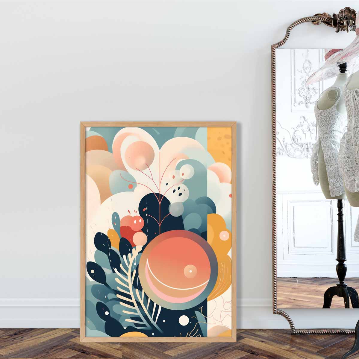 Abstract Colourful Pastel Floral Art Print No 2