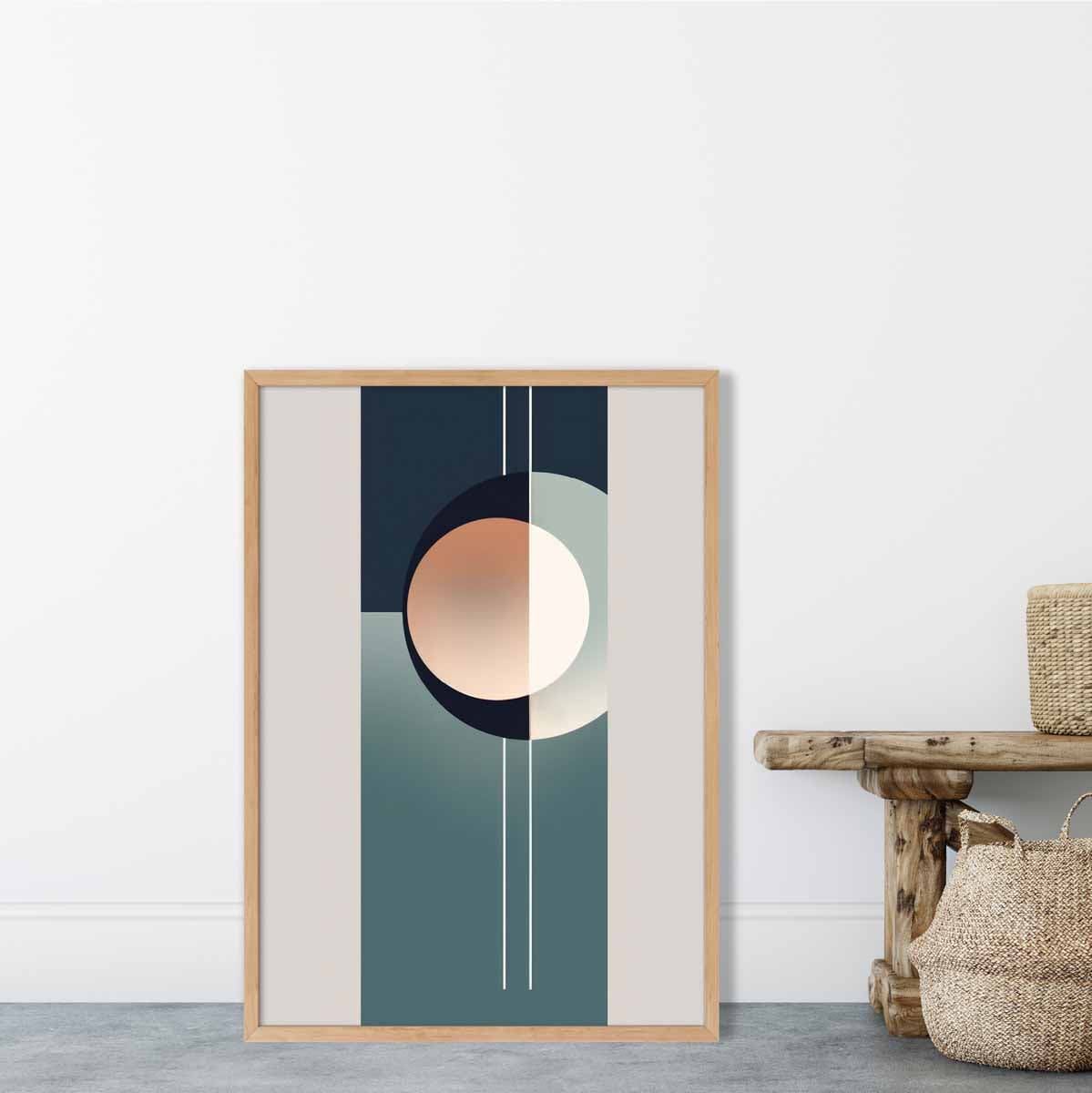 Abstract Shapes Art Print Navy Beige and Grey No 2