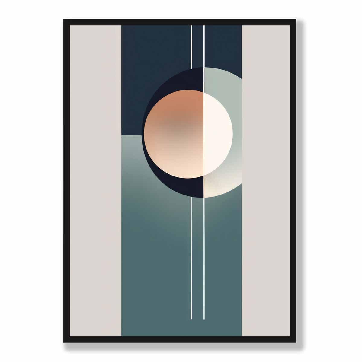 Abstract Shapes Art Print Navy Beige and Grey No 2