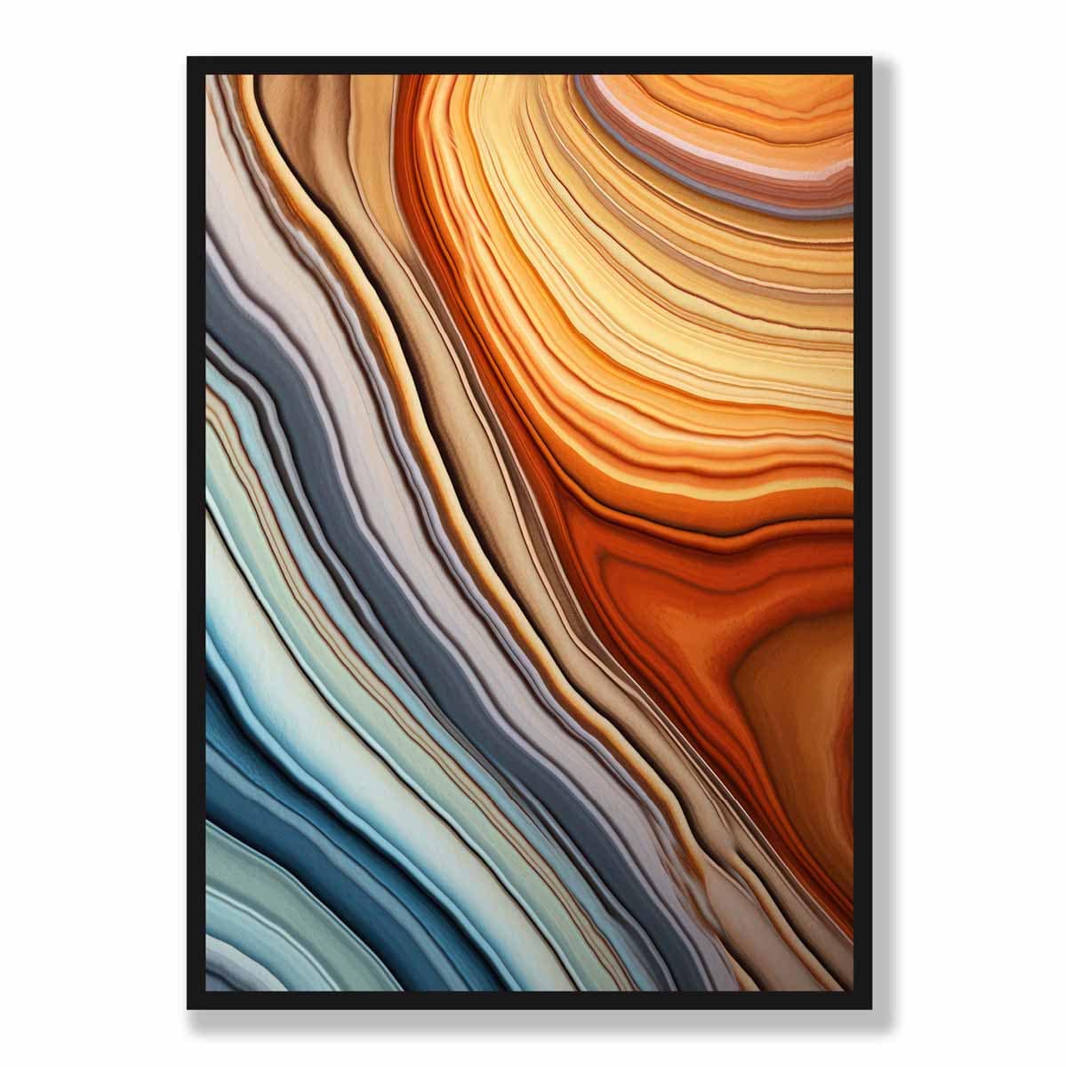 Abstract Fluid Art Print Blue and Orange No 1
