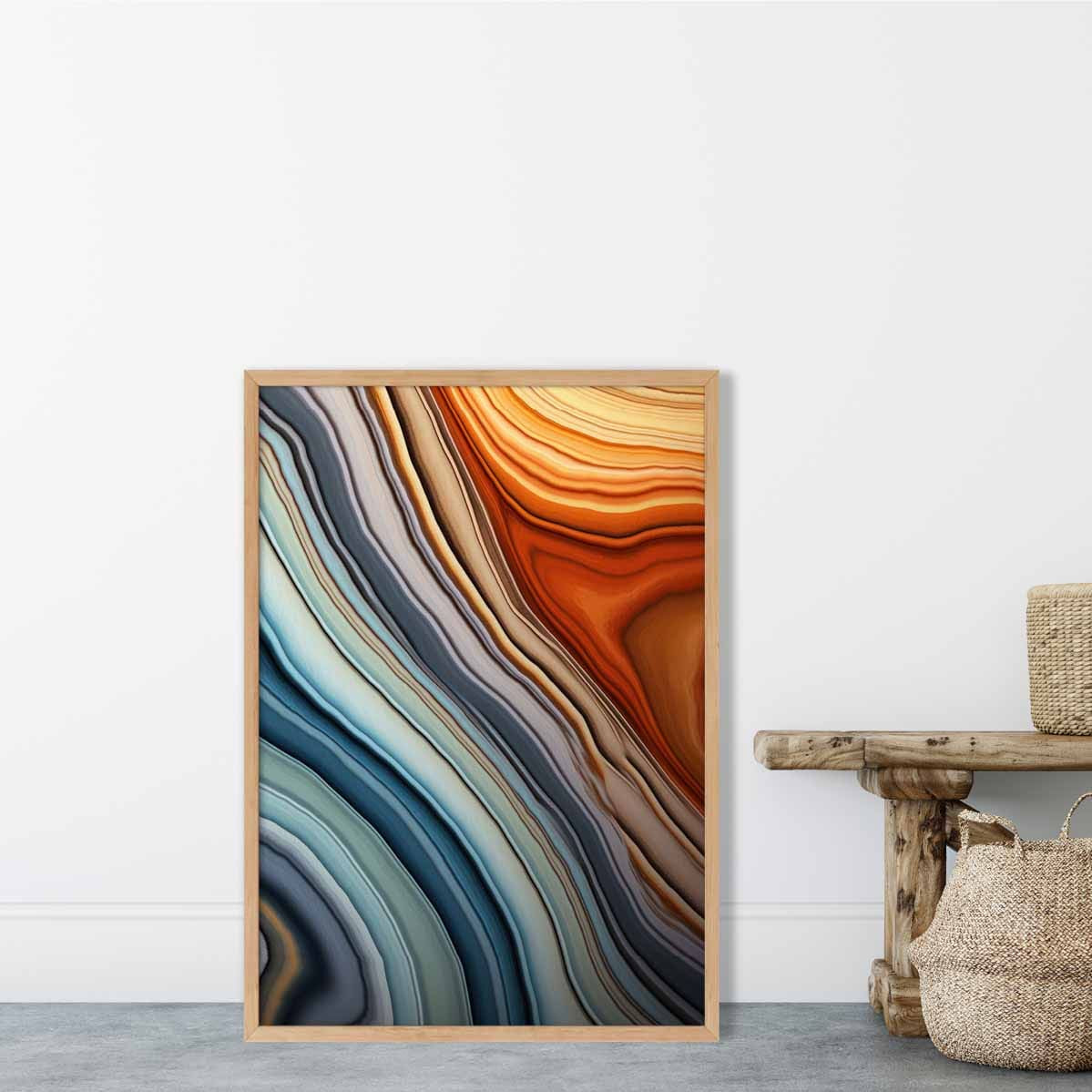 Abstract Fluid Art Print Blue and Orange No 2