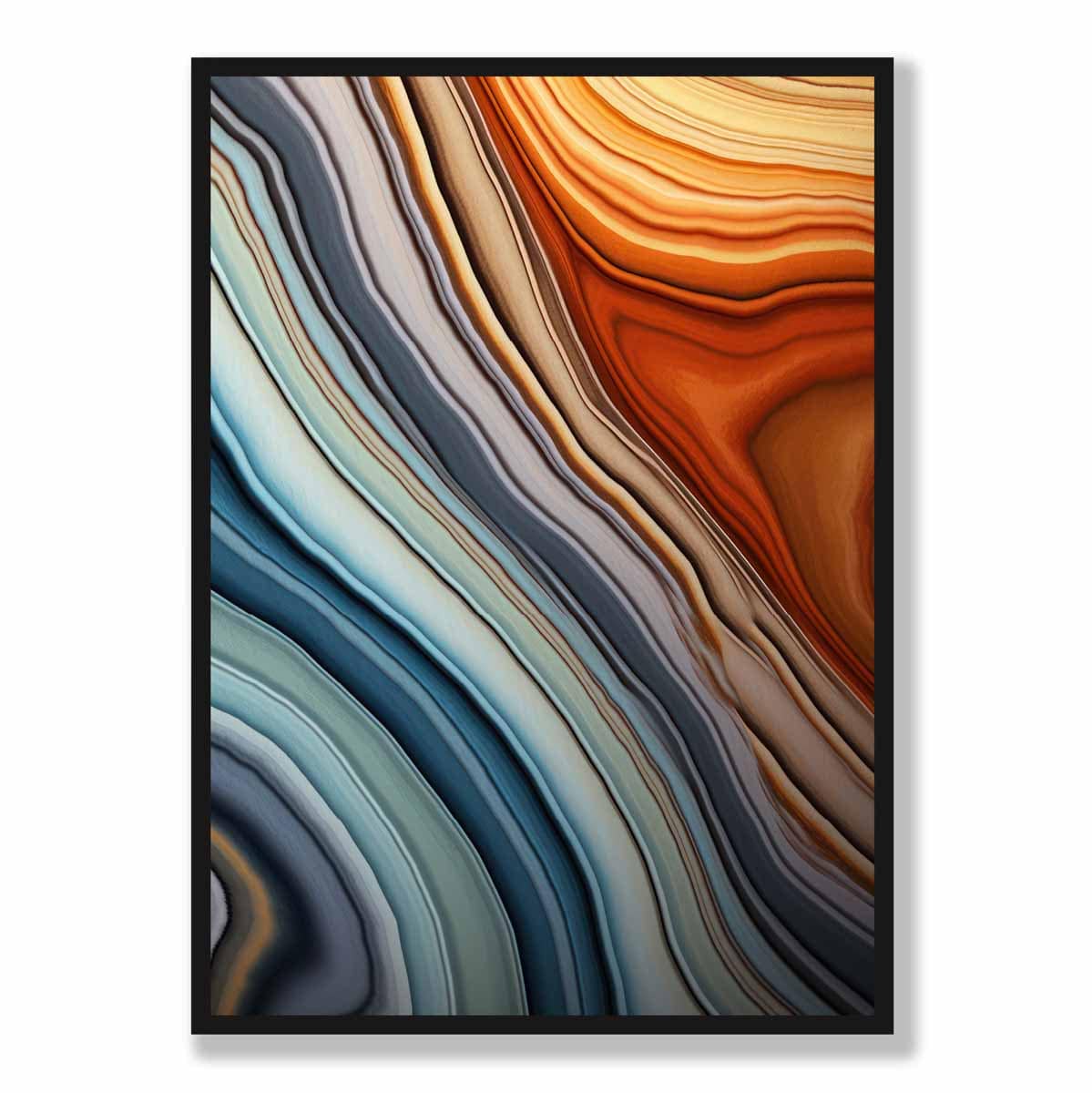 Abstract Fluid Art Print Blue and Orange No 2