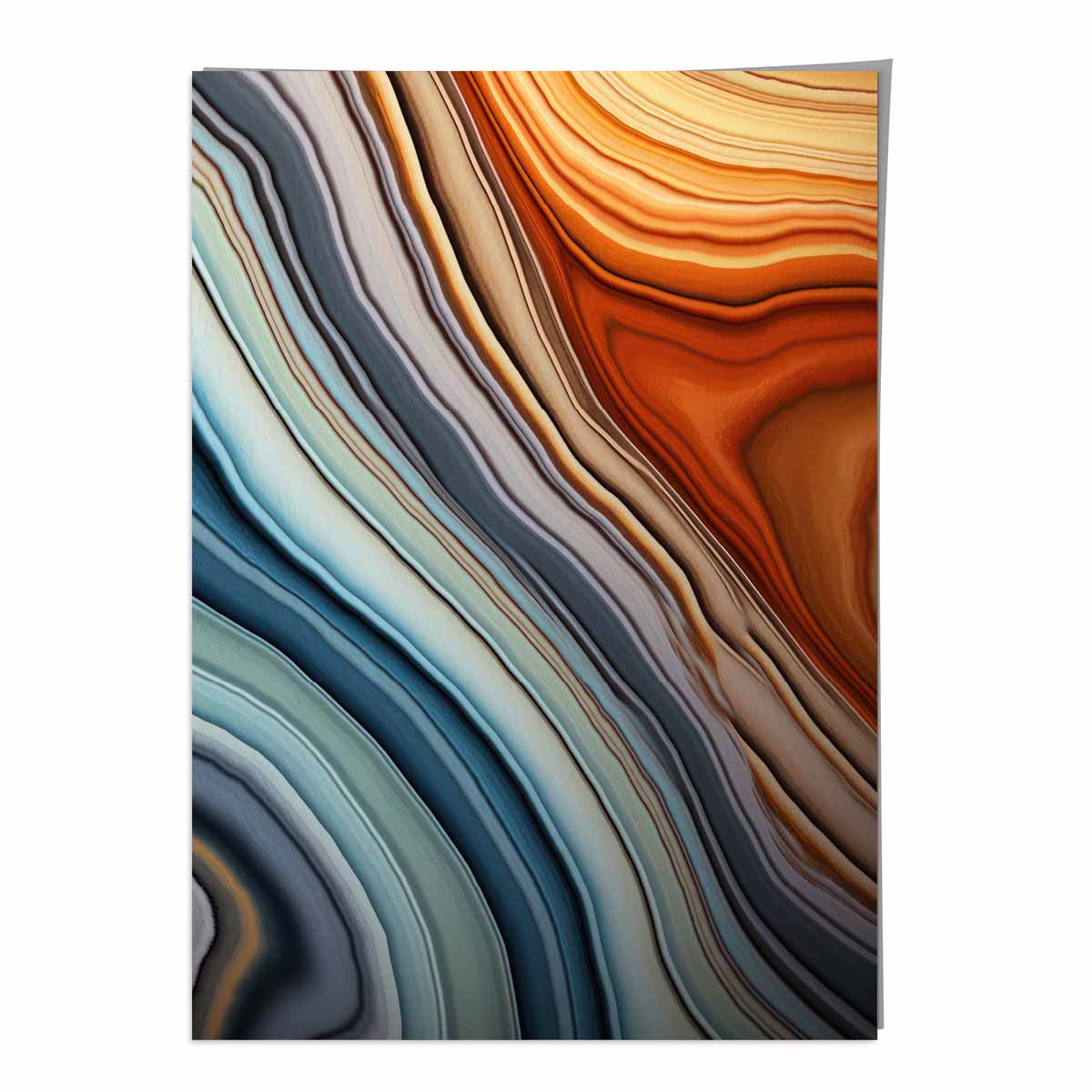 Abstract Fluid Art Print Blue and Orange No 2