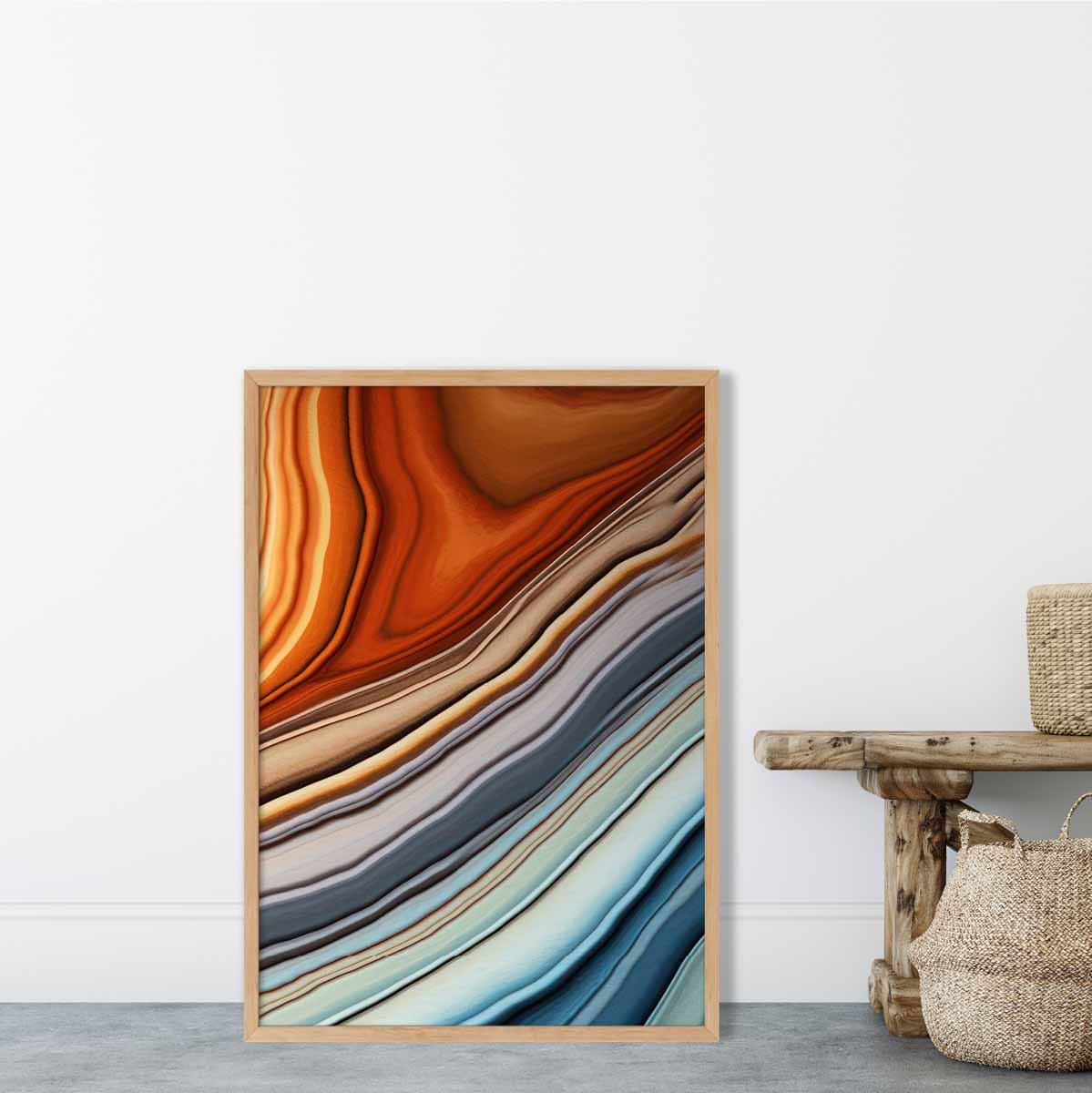 Abstract Fluid Art Print Blue and Orange No 3