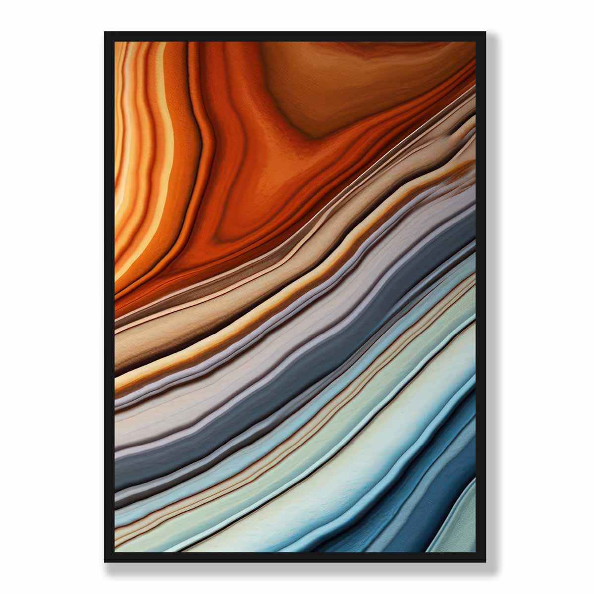 Abstract Fluid Art Print Blue and Orange No 3
