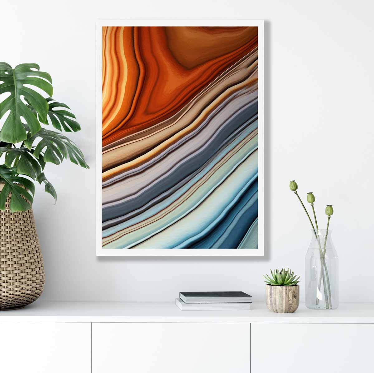 Abstract Fluid Art Print Blue and Orange No 3