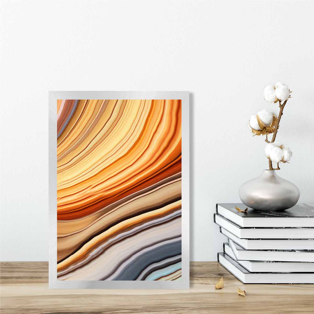 Abstract Fluid Art Print Blue and Orange No 4
