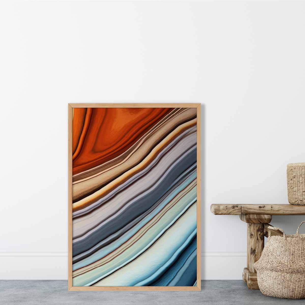 Abstract Fluid Art Print Blue and Orange No 5