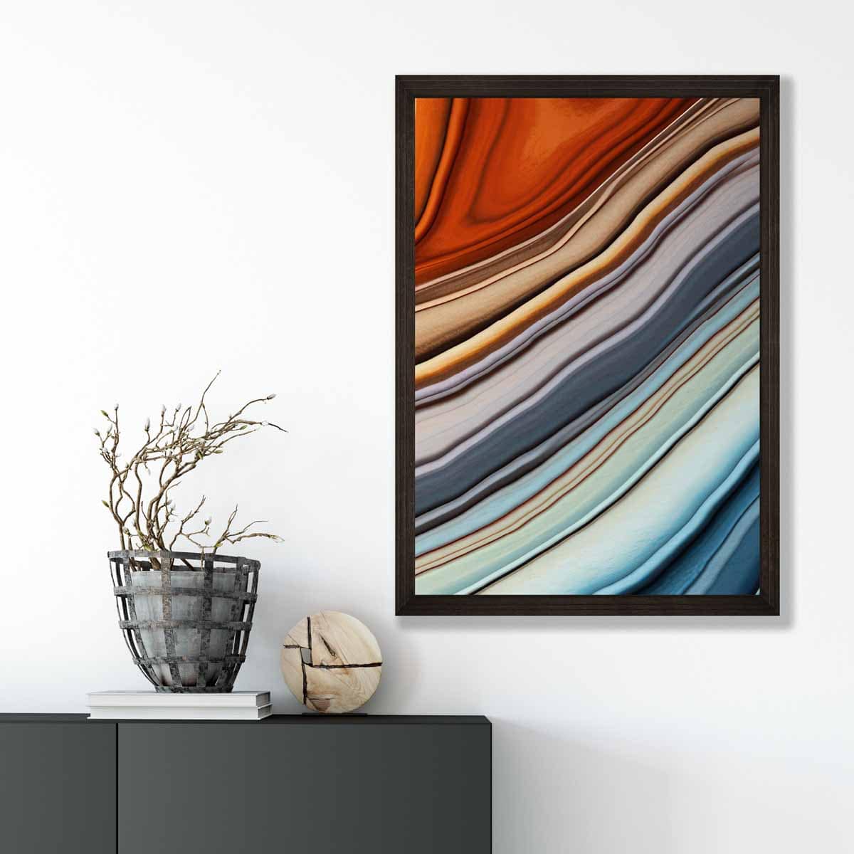 Abstract Fluid Art Print Blue and Orange No 5