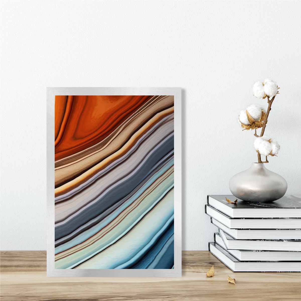Abstract Fluid Art Print Blue and Orange No 5