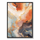 Abstract Painting Fluid Art Print Orange Grey and Gold No 3