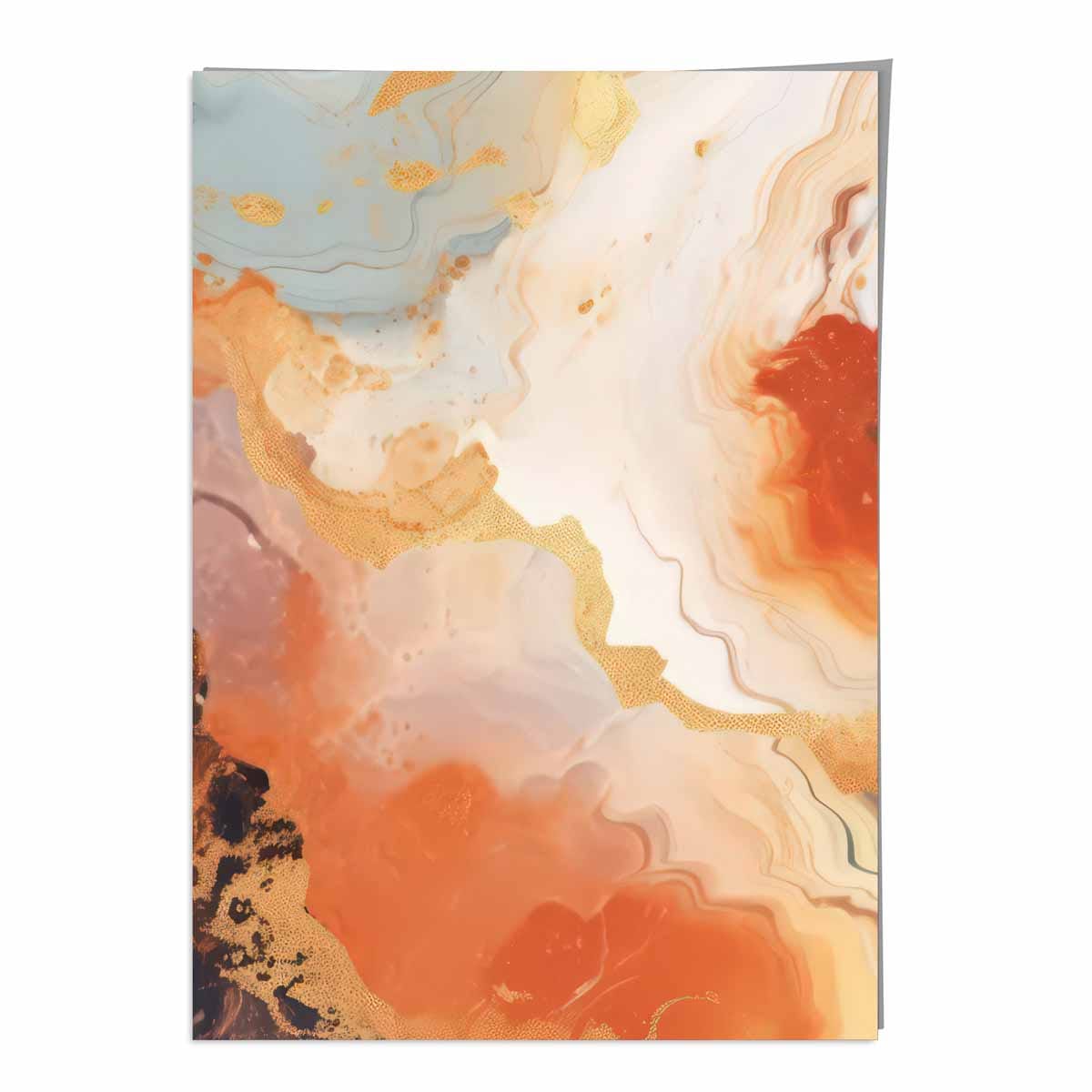 Abstract Painting Fluid Art Print Orange Grey and Gold No 5
