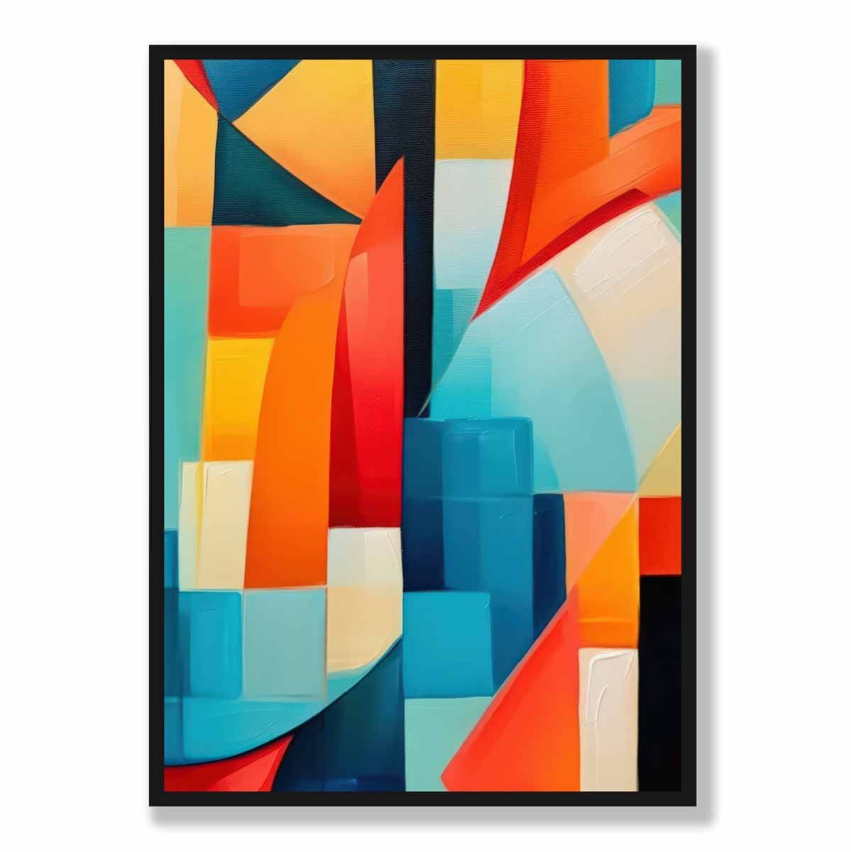 Abstract Painting Colourful Shapes Art Print Blue Red and Yellow No 1