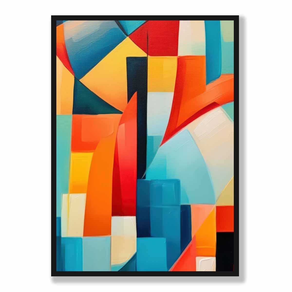 Abstract Painting Colourful Shapes Art Print Blue Red and Yellow No 2
