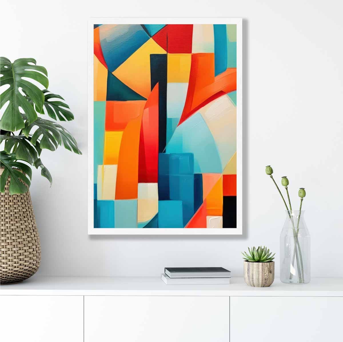 Abstract Painting Colourful Shapes Art Print Blue Red and Yellow No 2