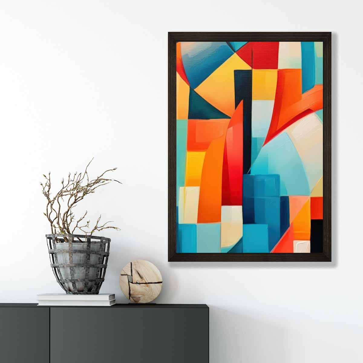 Abstract Painting Colourful Shapes Art Print Blue Red and Yellow No 2