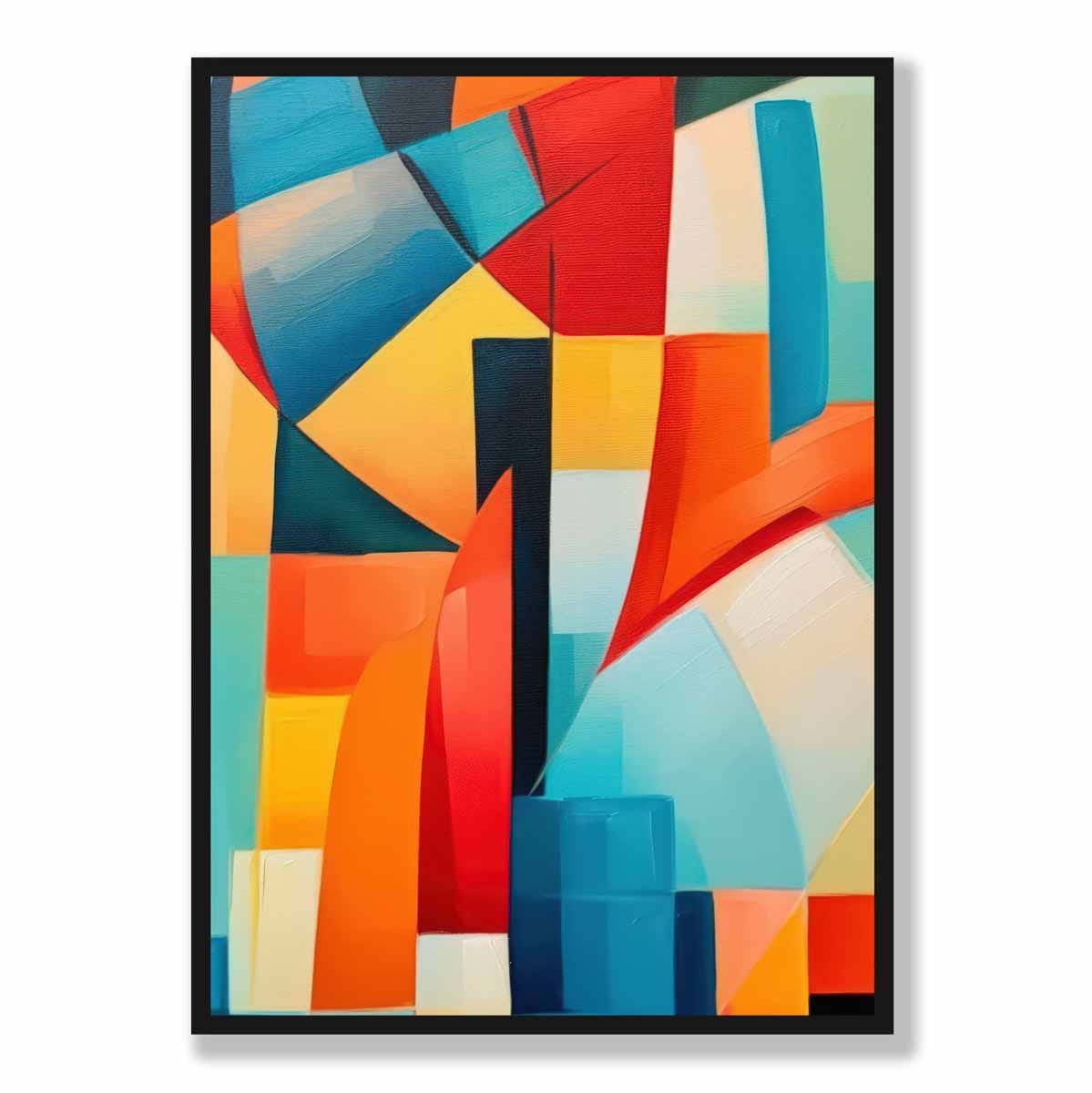 Abstract Painting Colourful Shapes Art Print Blue Red and Yellow No 3