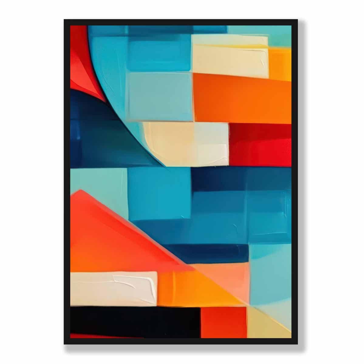 Abstract Painting Colourful Shapes Art Print Blue Red and Orange No 1