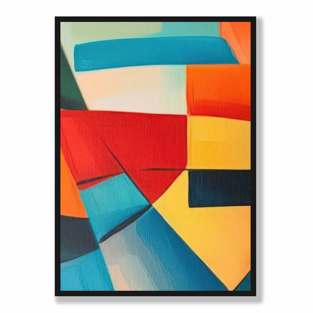 Abstract Painting Colourful Shapes Art Print Blue Red and Yellow No 4