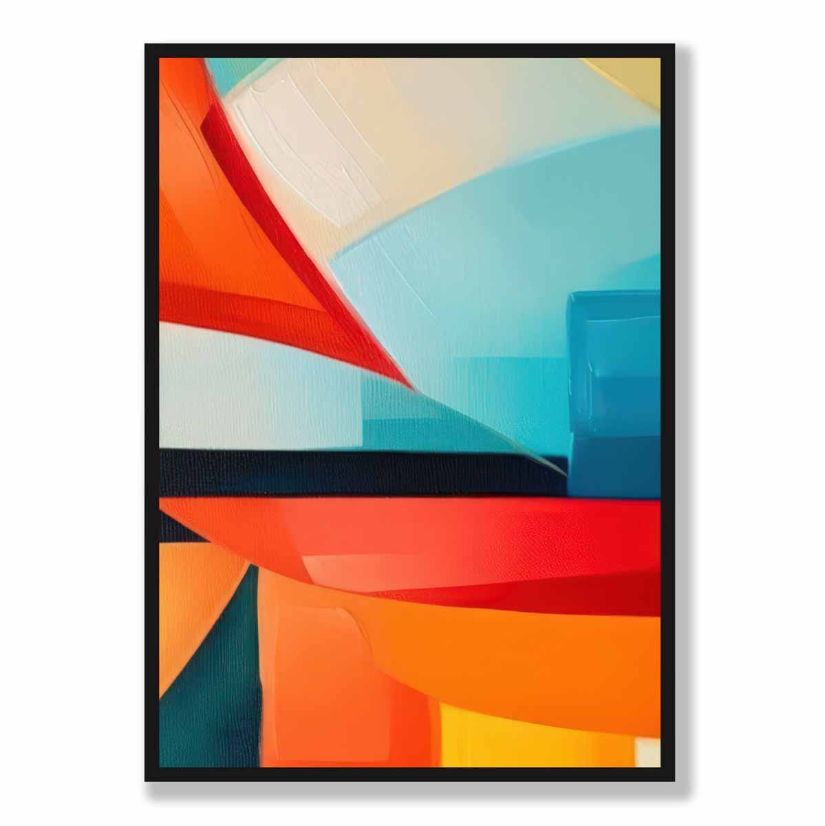 Abstract Painting Colourful Shapes Art Print Blue Red and Orange No 2