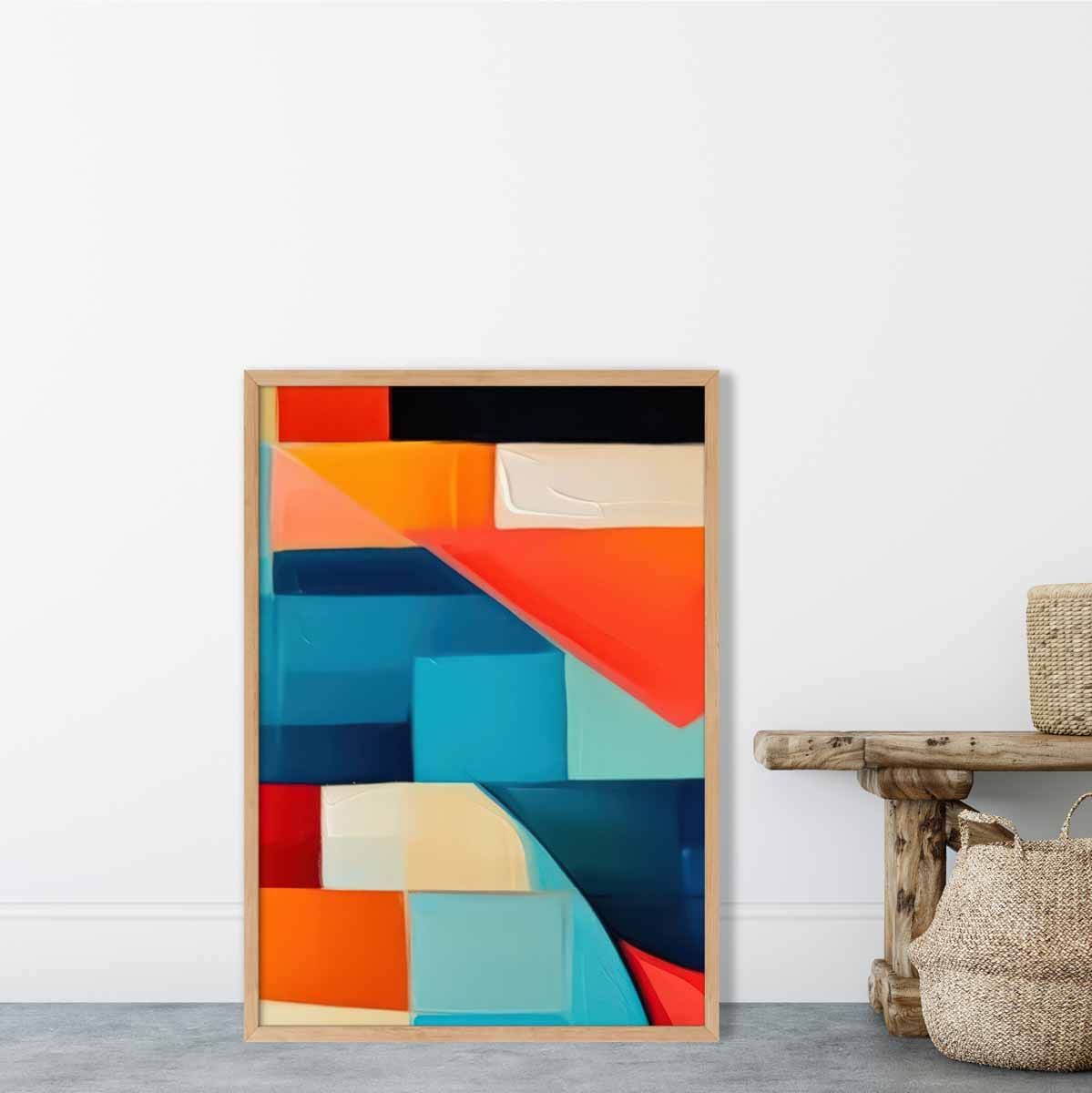 Abstract Painting Colourful Shapes Art Print Blue Red and Orange No 3