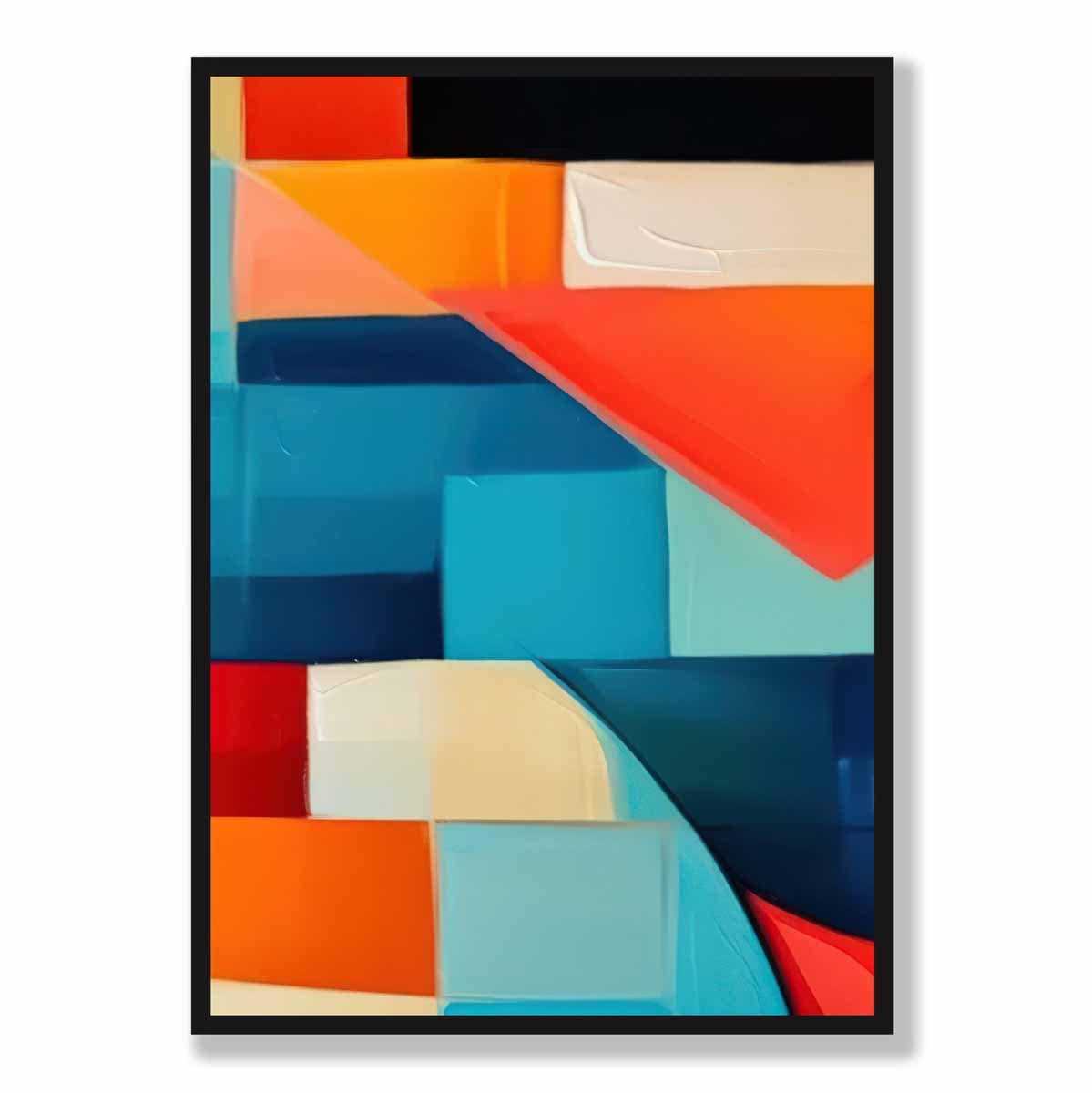 Abstract Painting Colourful Shapes Art Print Blue Red and Orange No 3 ...