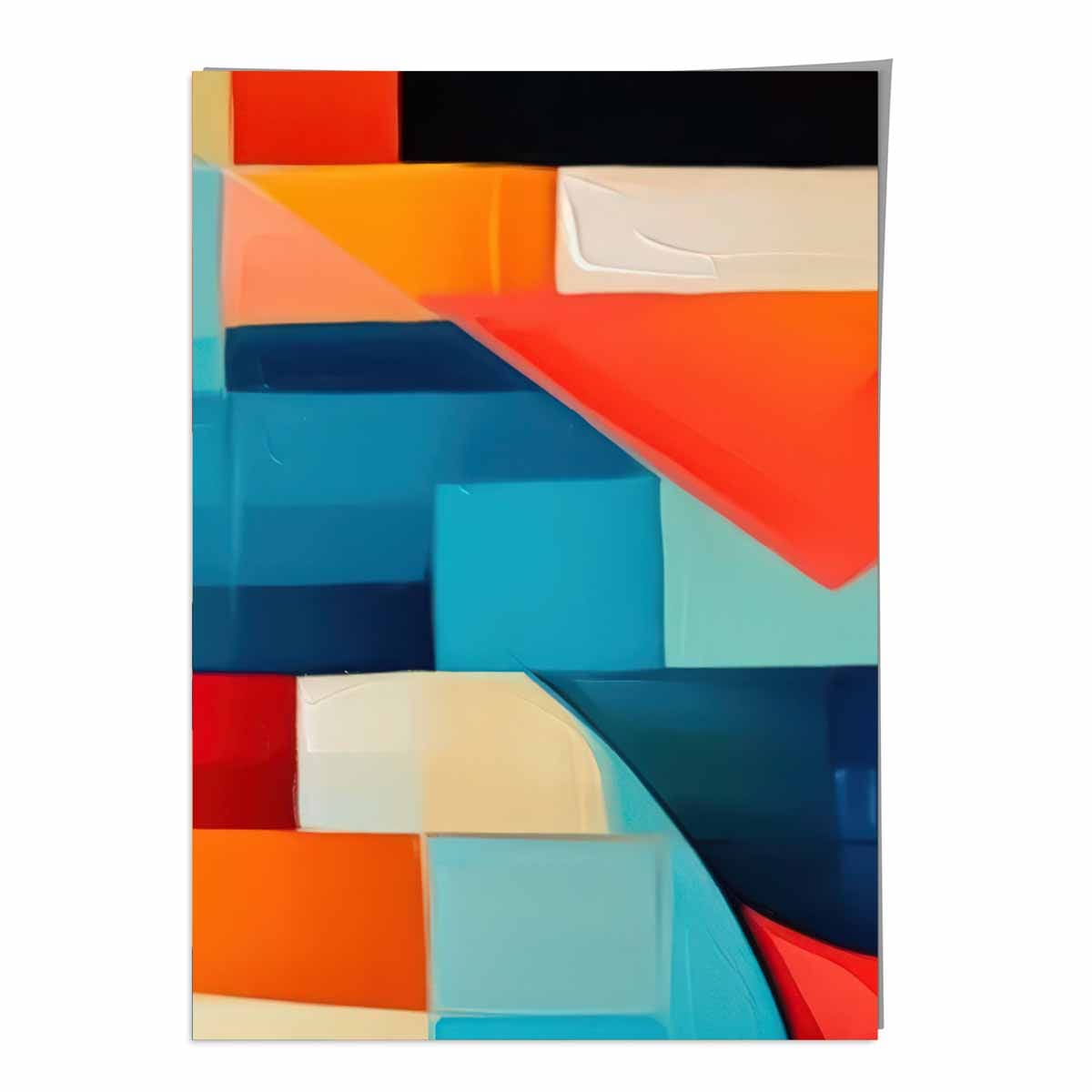 Abstract Painting Colourful Shapes Art Print Blue Red and Orange No 3