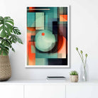 Modern Abstract Shapes Art Print Navy Blue and Orange No 3
