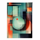 Modern Abstract Shapes Art Print Navy Blue and Orange No 3