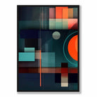 Modern Abstract Shapes Art Print Navy Blue and Orange No 4