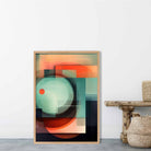 Modern Abstract Shapes Art Print Navy Blue and Orange No 6