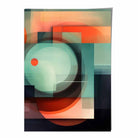Modern Abstract Shapes Art Print Navy Blue and Orange No 6