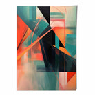 Modern Abstract Shapes Wall Art Poster Teal Blue Orange and Black No 1