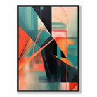 Modern Abstract Shapes Wall Art Poster Teal Blue Orange and Black No 2