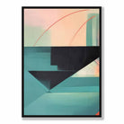 Modern Abstract Shapes Wall Art Poster Teal Blue Orange and Black No 4