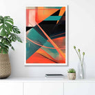 Modern Abstract Shapes Wall Art Poster Teal Blue Orange and Black No 5