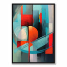 Modern Abstract Shapes Wall Art Poster Blue Red and Grey No 1