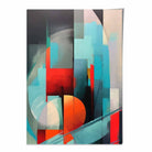 Modern Abstract Shapes Wall Art Poster Blue Red and Grey No 3